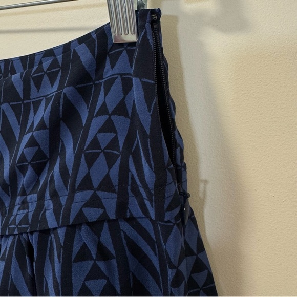 Madewell Skyline Silk Mini Skirt Geometric Blue Black Print Size 10 NEW - Picture 5 of 8